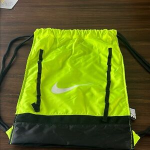 Neon Yellow Drawstring Bag with Black Trim